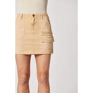 Hudson Hunter Cargo Sand Tan Mini Skirt Moli Ruffle Pocket, Size 25